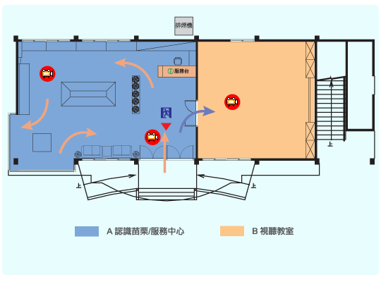 A認識苗栗/服務中心  B視聽教室